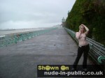 Female exhibitionist flashing in public